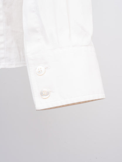 Excellent Armani Collezioni White Cotton Long-Sleeve Button-Up Shirt
