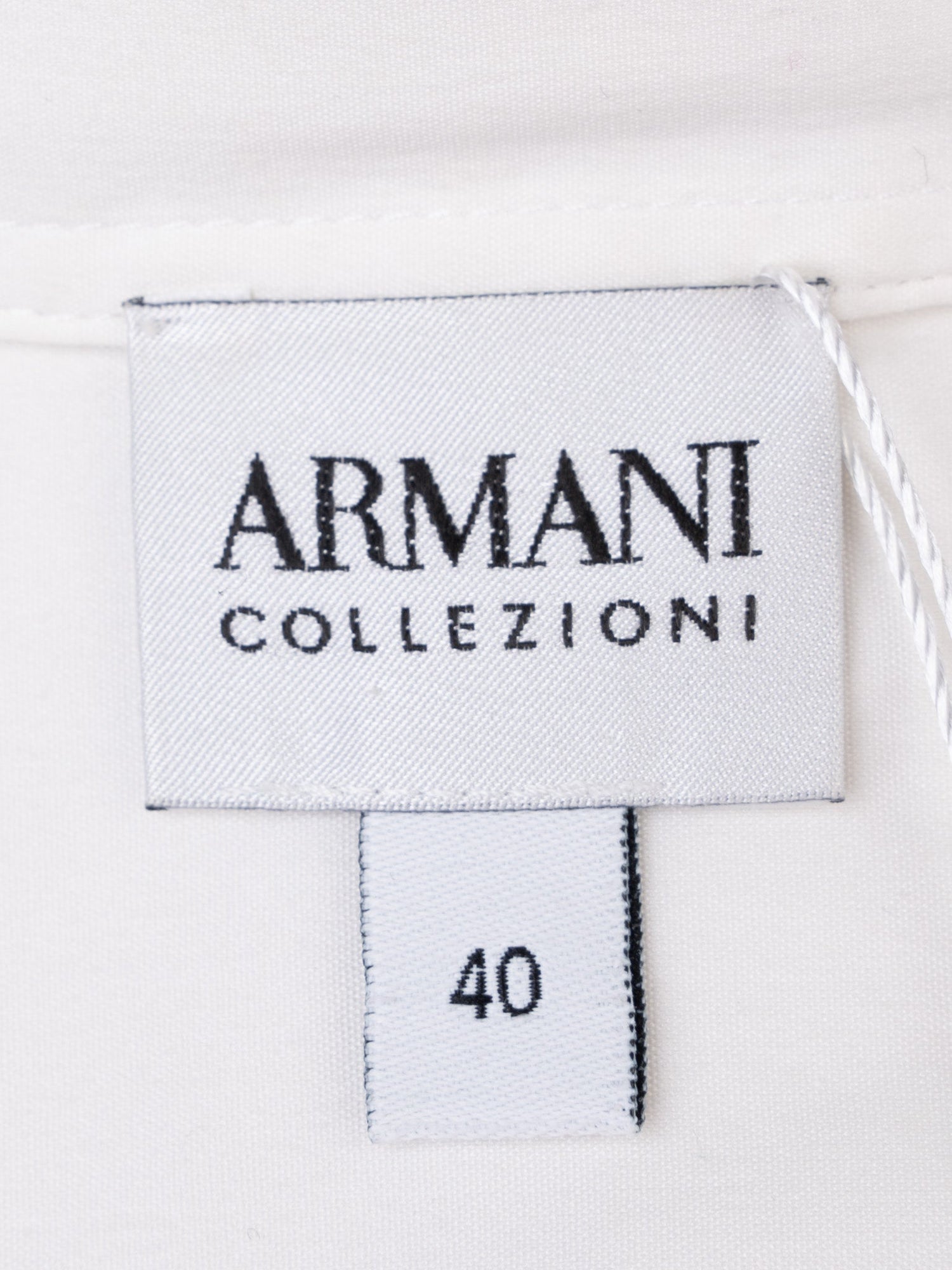 Excellent Armani Collezioni White Cotton Long-Sleeve Button-Up Shirt