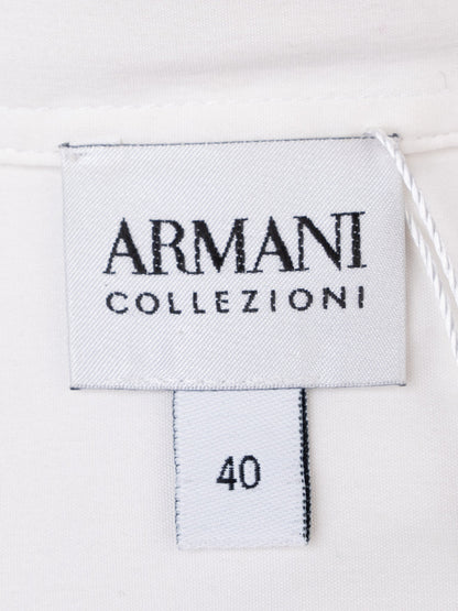 Excellent Armani Collezioni White Cotton Long-Sleeve Button-Up Shirt