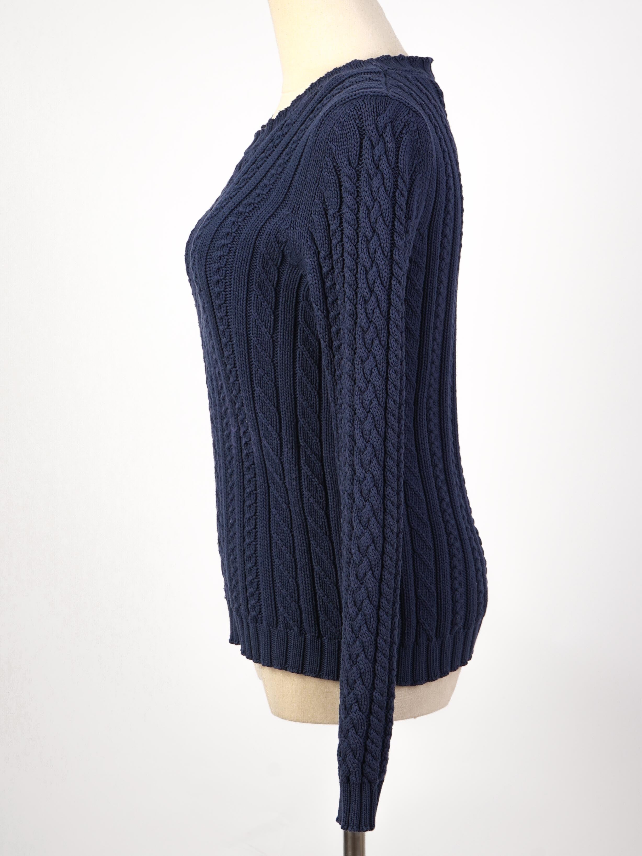 Excellent Weekend MaxMara Cable Knit Sweater Blue Wool Women&