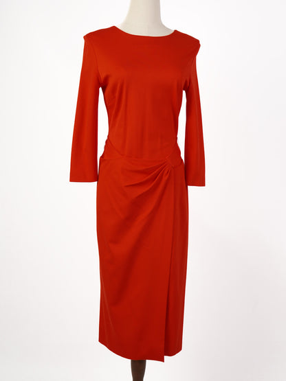 Escada Excellent Red Viscose Dress Size S with Long Sleeves