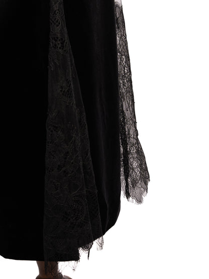 Excellent 12storeez Black Long-Sleeved Dress Size M with Lace Details