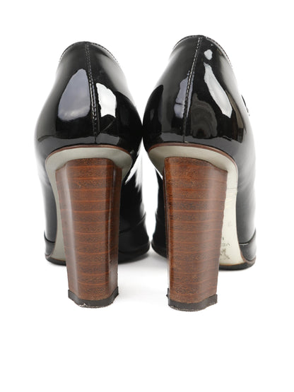 Excellent Dolce Gabbana Black Leather High-Heeled Shoes Size 37