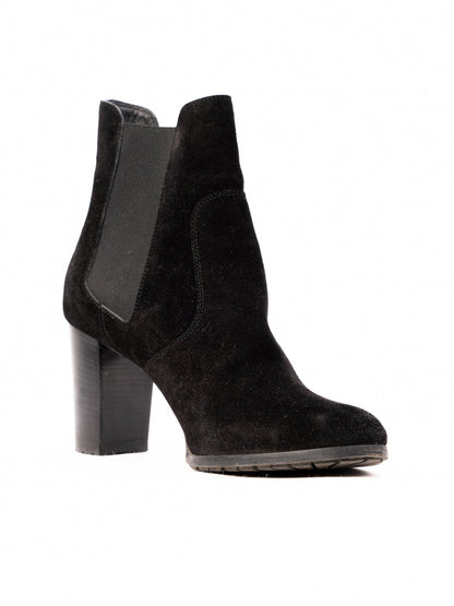 Excellent Sergio Rossi Black Suede Ankle Boots Size 37.5