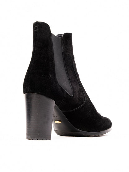 Excellent Sergio Rossi Black Suede Ankle Boots Size 37.5