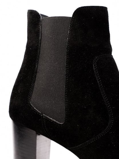 Excellent Sergio Rossi Black Suede Ankle Boots Size 37.5