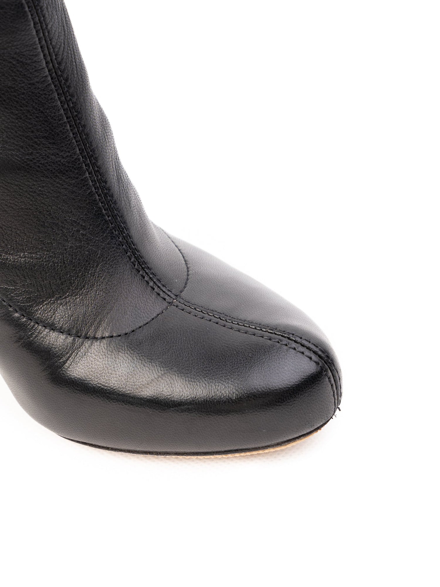 Excellent Chloe Black Leather Heeled Ankle Boots Size 37