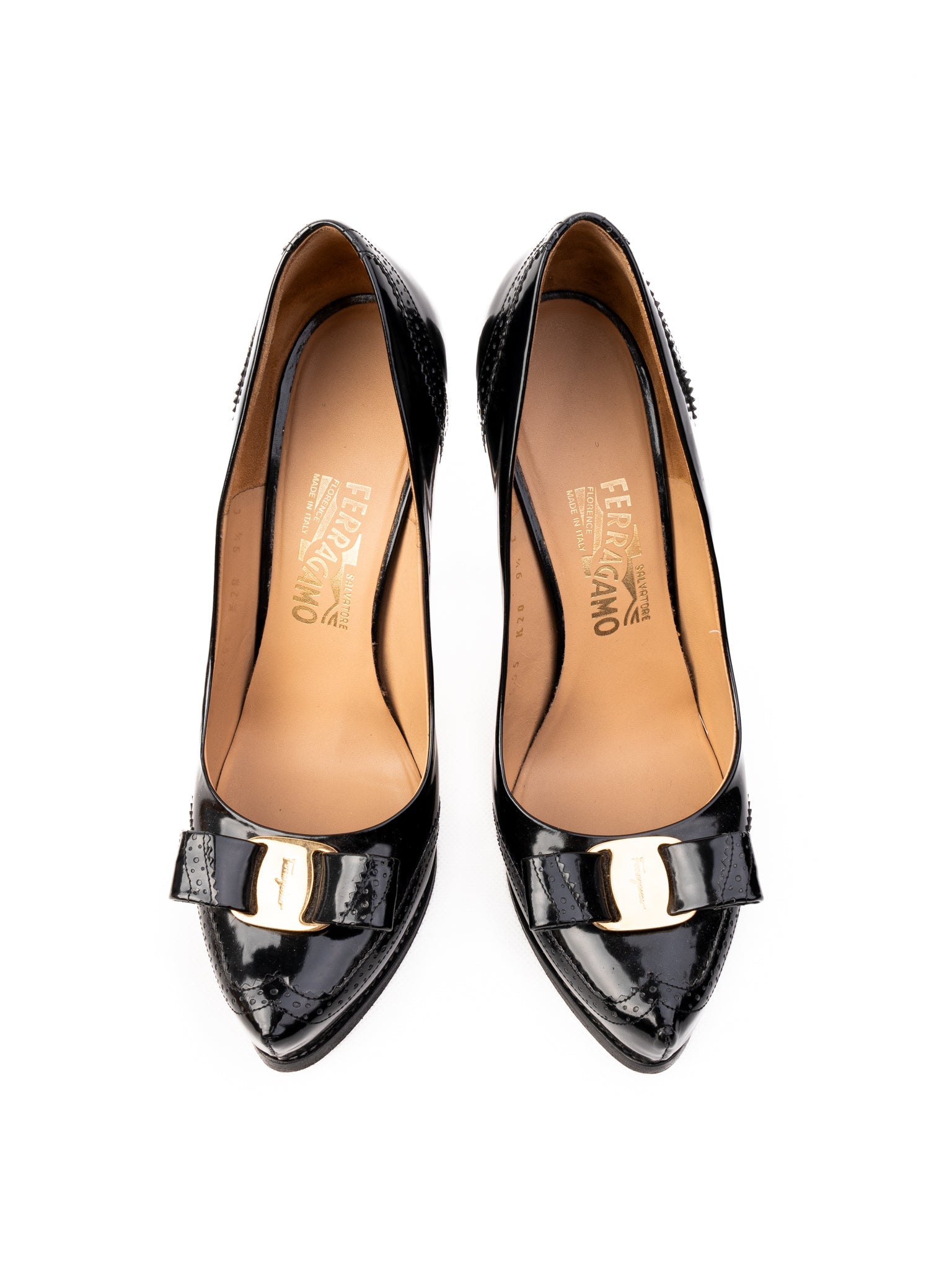 Excellent Salvatore Ferragamo Black Leather High Heels Size 39.5