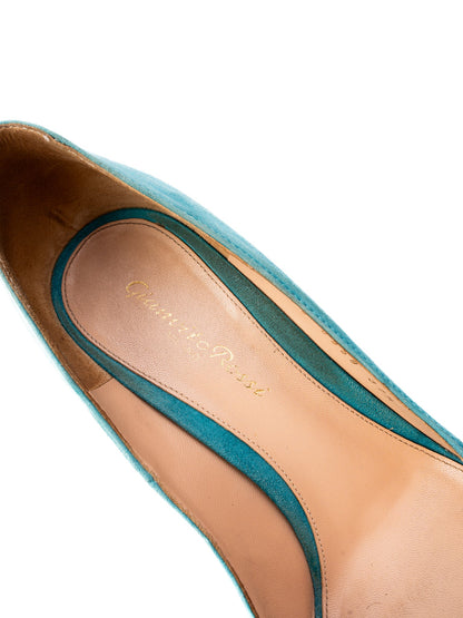 Excellent Gianvito Rossi Blue Genuine Suede Stiletto Heels