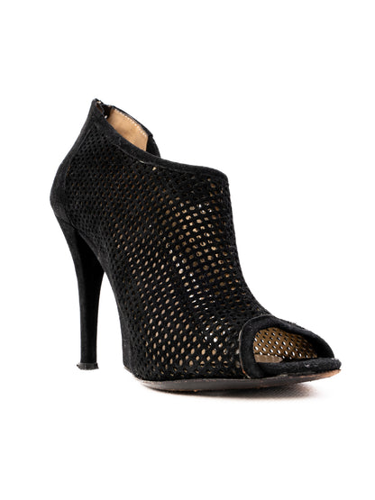 Gianfranco Ferr� Black Genuine Suede Peep Toe High Heels Size 36