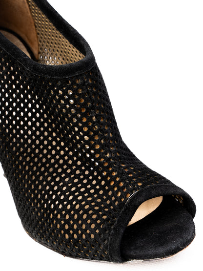 Gianfranco Ferr� Black Genuine Suede Peep Toe High Heels Size 36