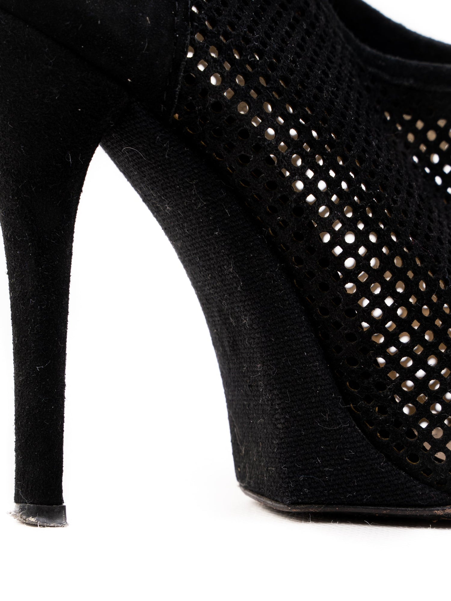 Gianfranco Ferrè Black Genuine Suede Peep Toe High Heels Size 36