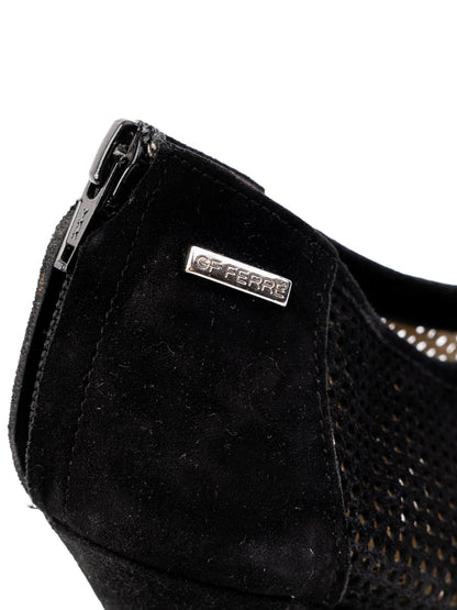 Gianfranco Ferrè Black Genuine Suede Peep Toe High Heels Size 36