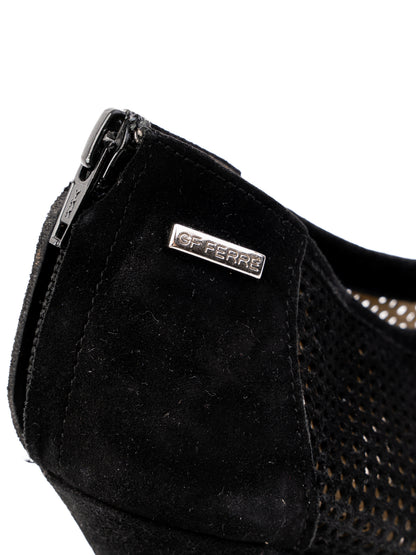Gianfranco Ferr� Black Genuine Suede Peep Toe High Heels Size 36