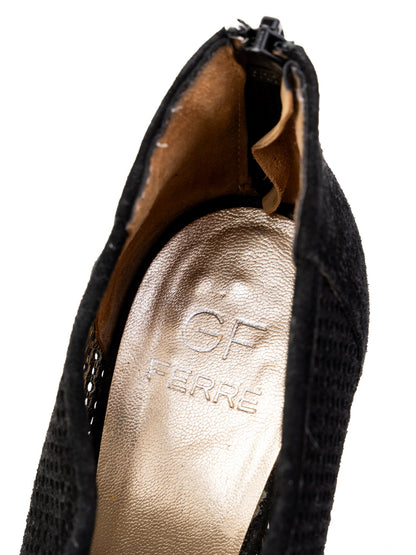 Gianfranco Ferrè Black Genuine Suede Peep Toe High Heels Size 36