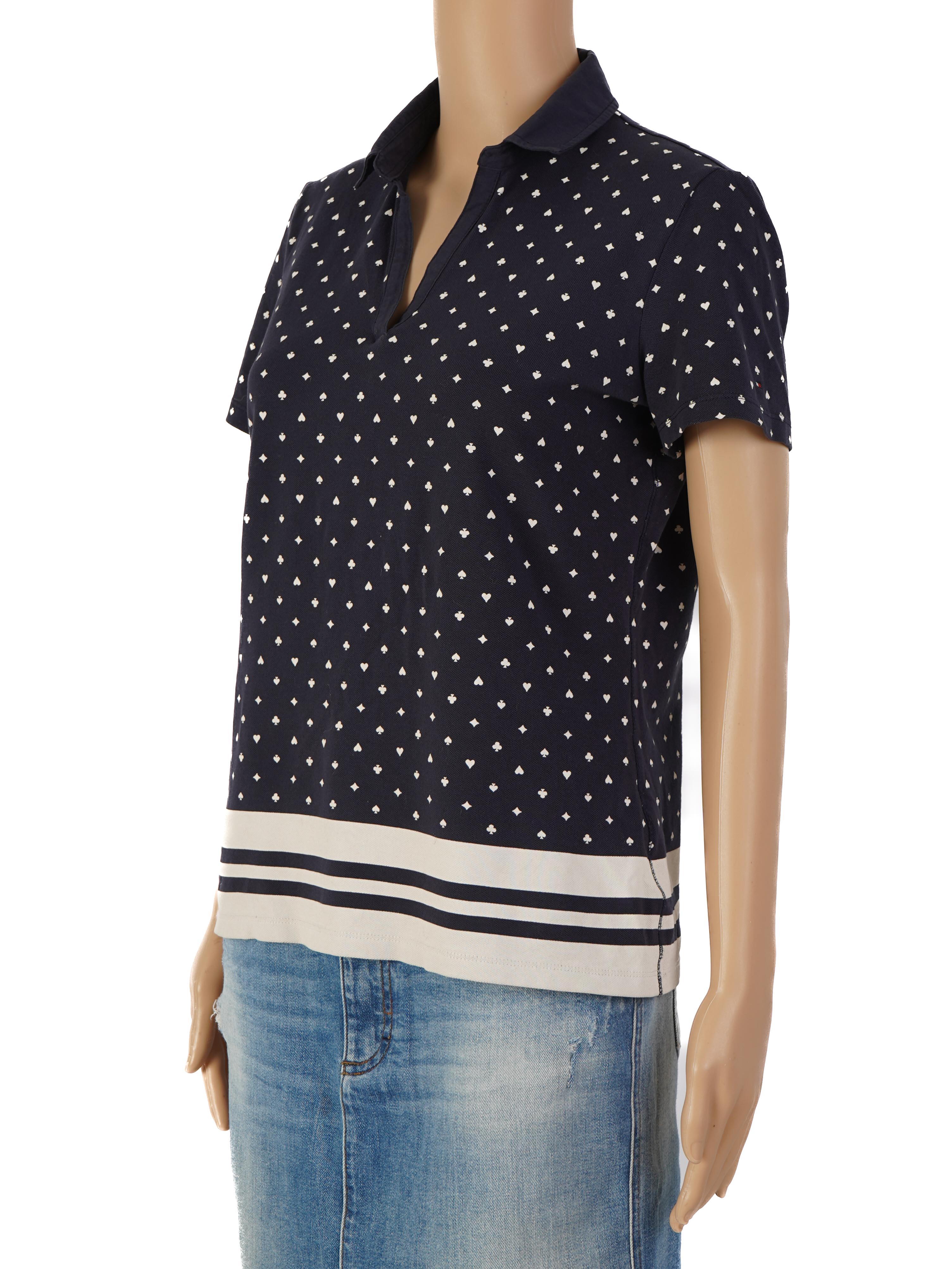 Good Tommy Hilfiger Navy Polo Shirt with Stripes for Women