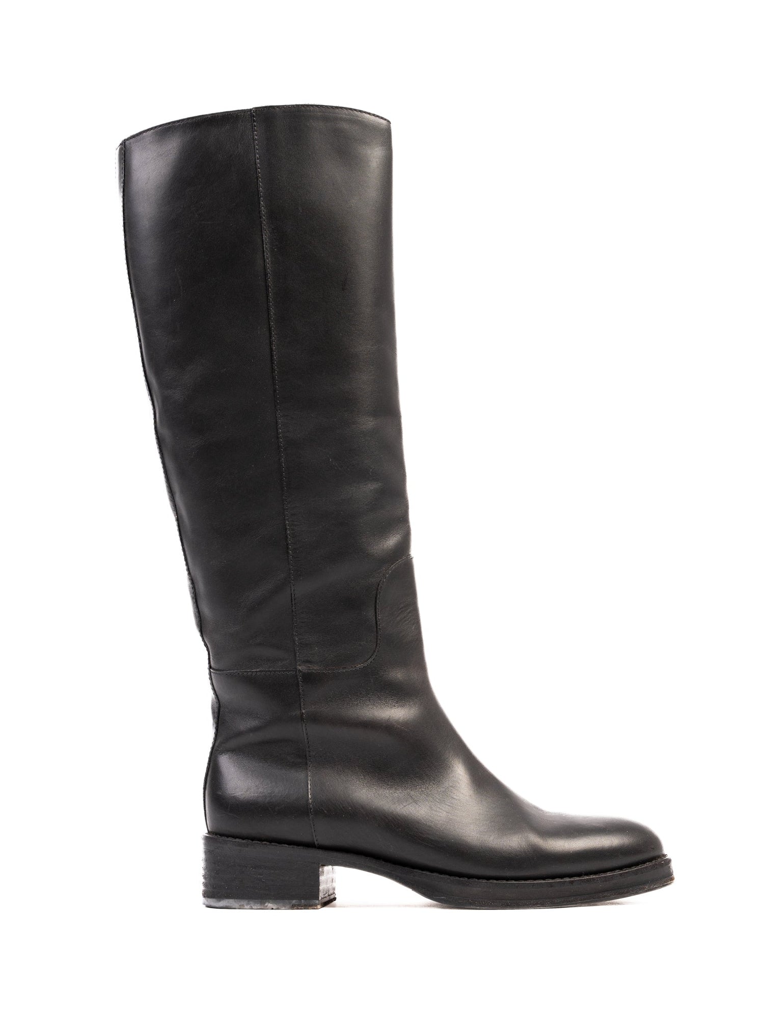 Excellent Max Mara Black Knee-High Leather Boots Size 37