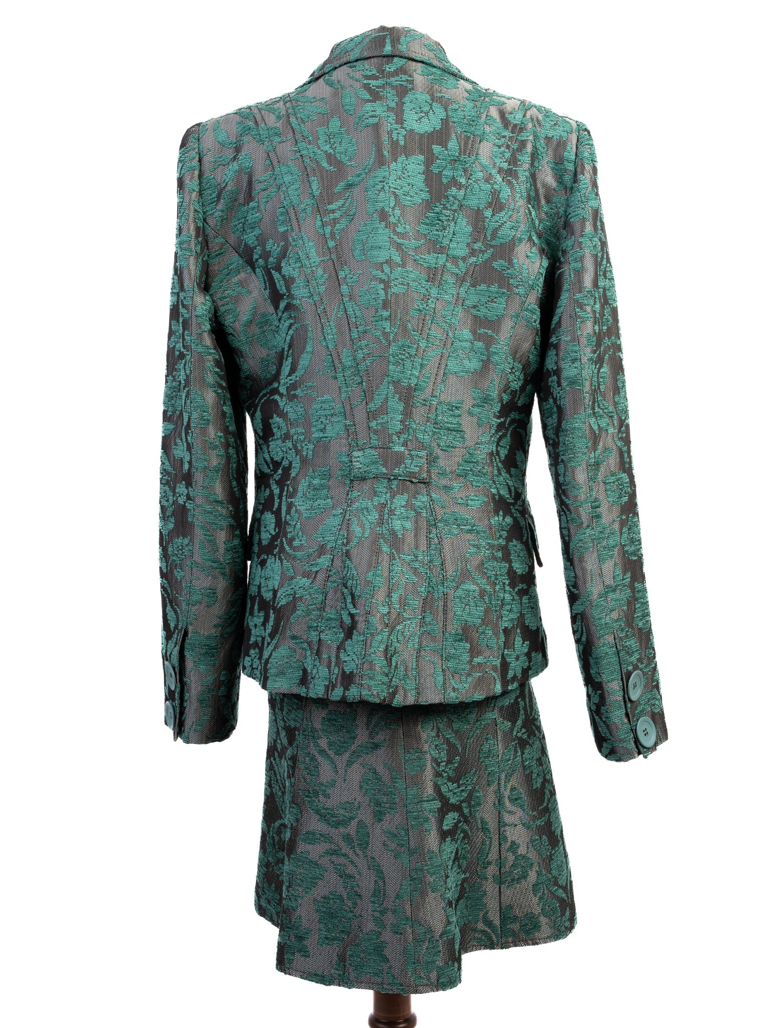 Excellent Roccobarocco Green Floral Suit Viscose Jacket &amp; Skirt Set