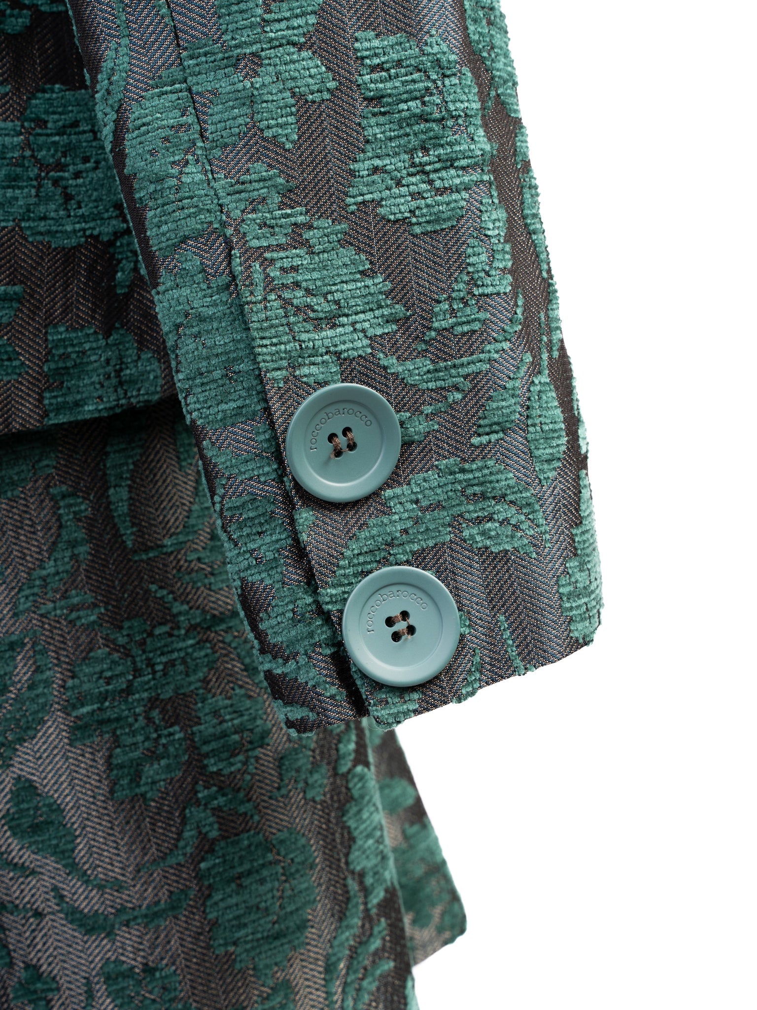 Excellent Roccobarocco Green Floral Suit Viscose Jacket &amp; Skirt Set