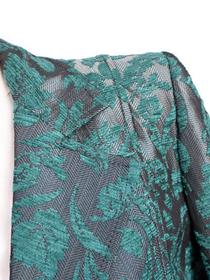 Excellent Roccobarocco Green Floral Suit Viscose Jacket &amp; Skirt Set
