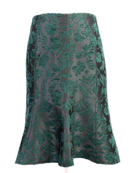 Excellent Roccobarocco Green Floral Suit Viscose Jacket &amp; Skirt Set