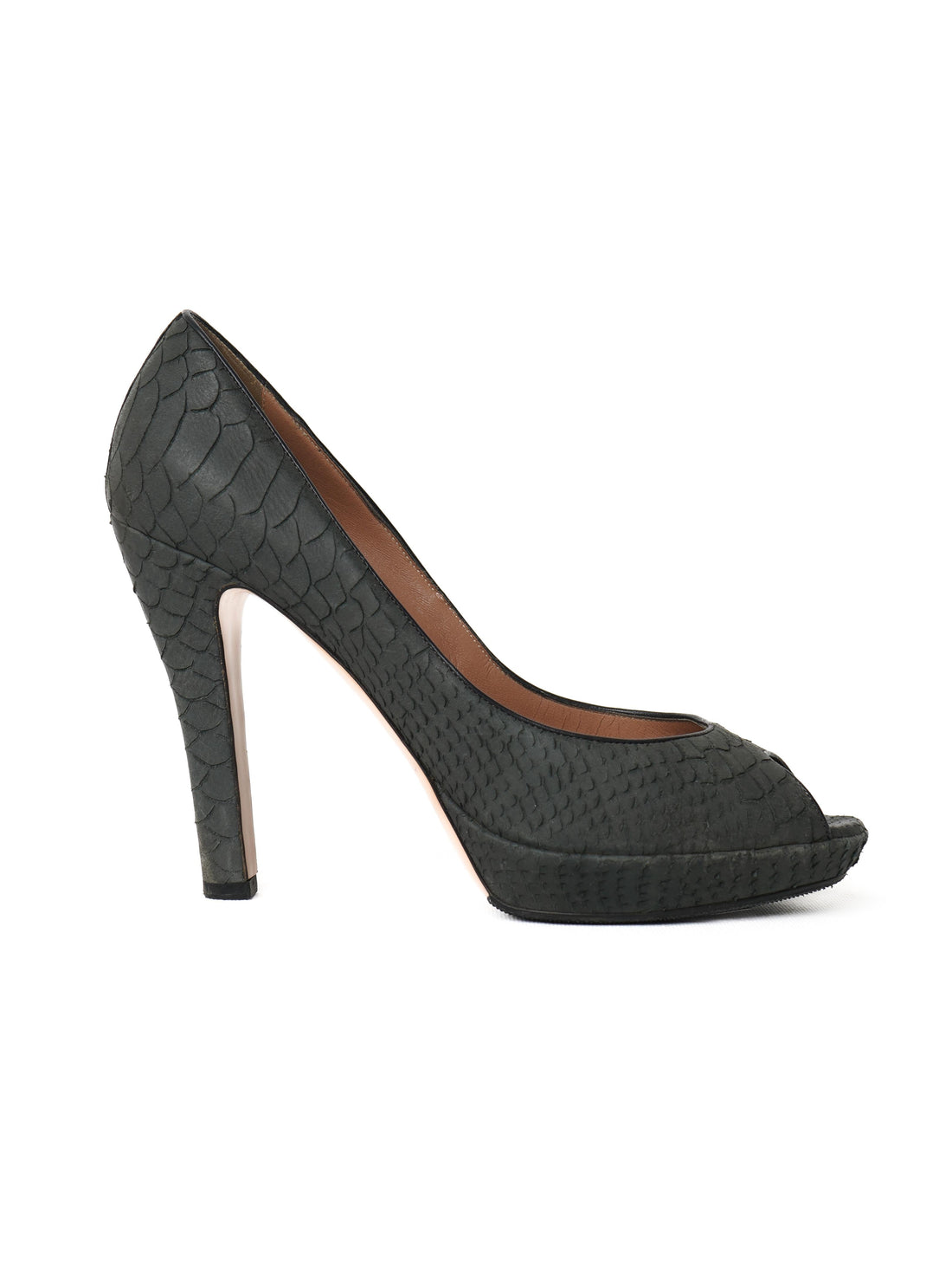 Excellent Emporio Armani Green Leather High-Heeled Shoes Size 40.5