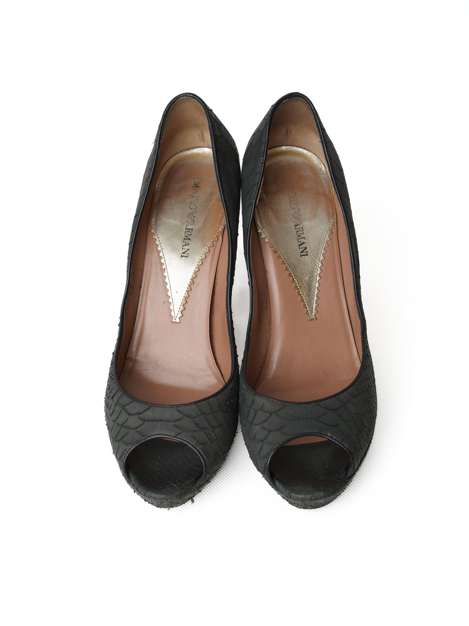Excellent Emporio Armani Green Leather High-Heeled Shoes Size 40.5