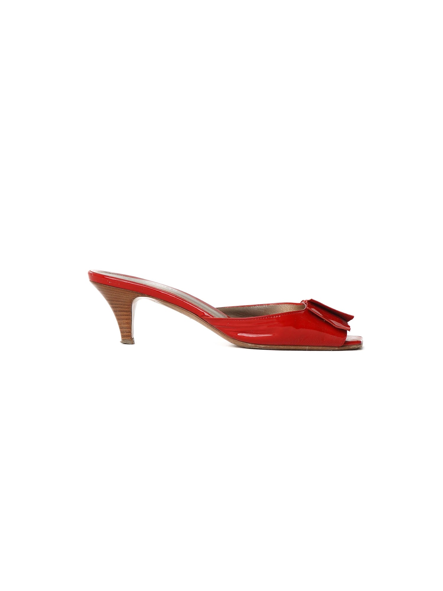 Good Condition Lella Baldi Red Leather High-Heeled Mules Size 37