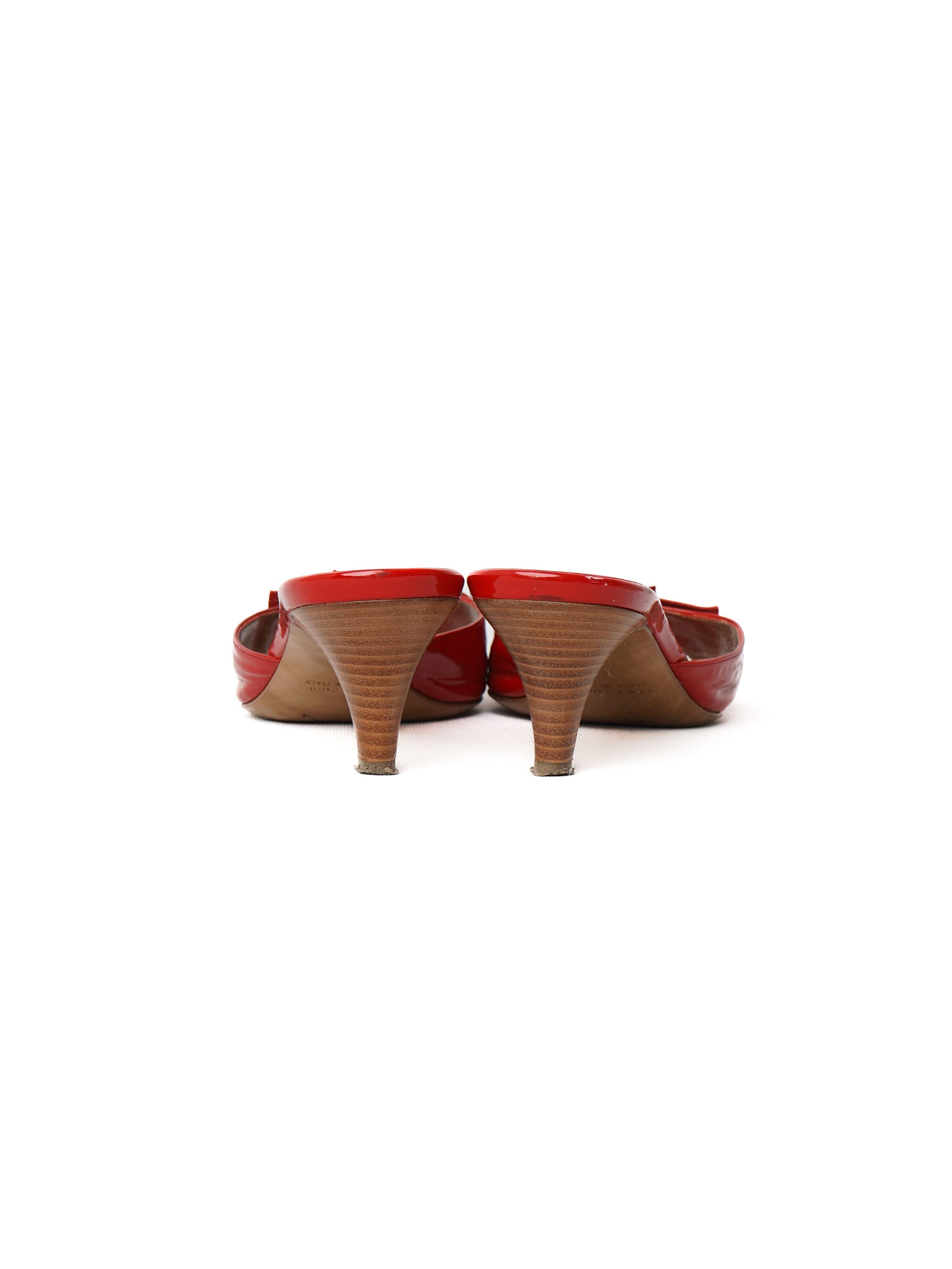 Good Condition Lella Baldi Red Leather High-Heeled Mules Size 37