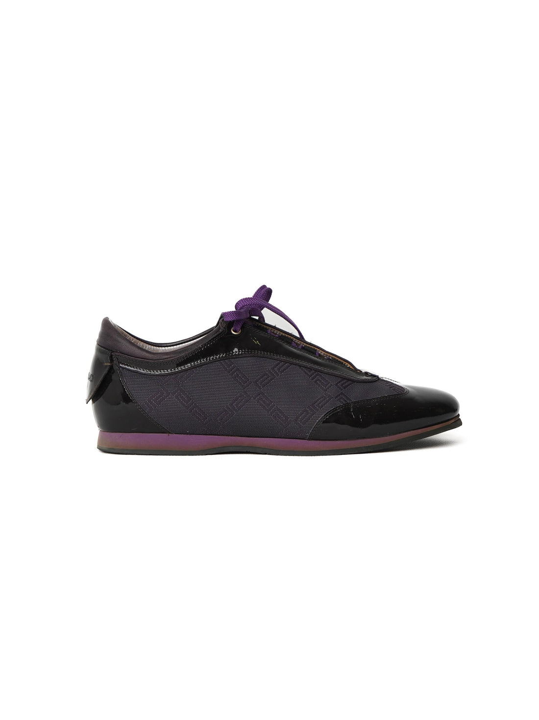 Excellent Versace Purple Textile Shoes Size 40.5 with Patent Leather