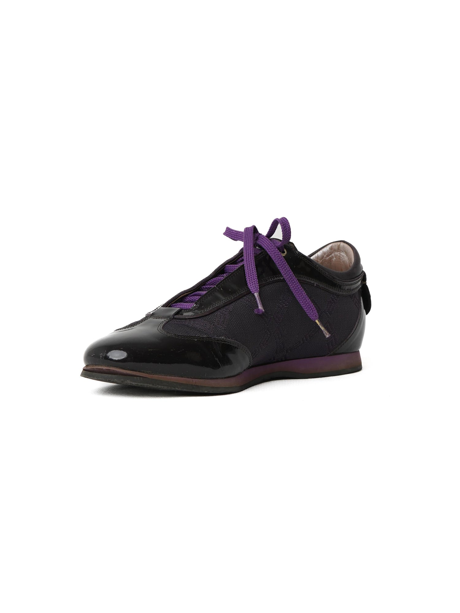 Excellent Versace Purple Textile Shoes Size 40.5 with Patent Leather