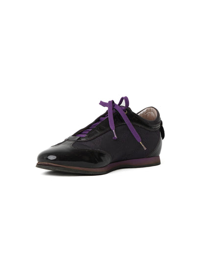 Excellent Versace Purple Textile Shoes Size 40.5 with Patent Leather