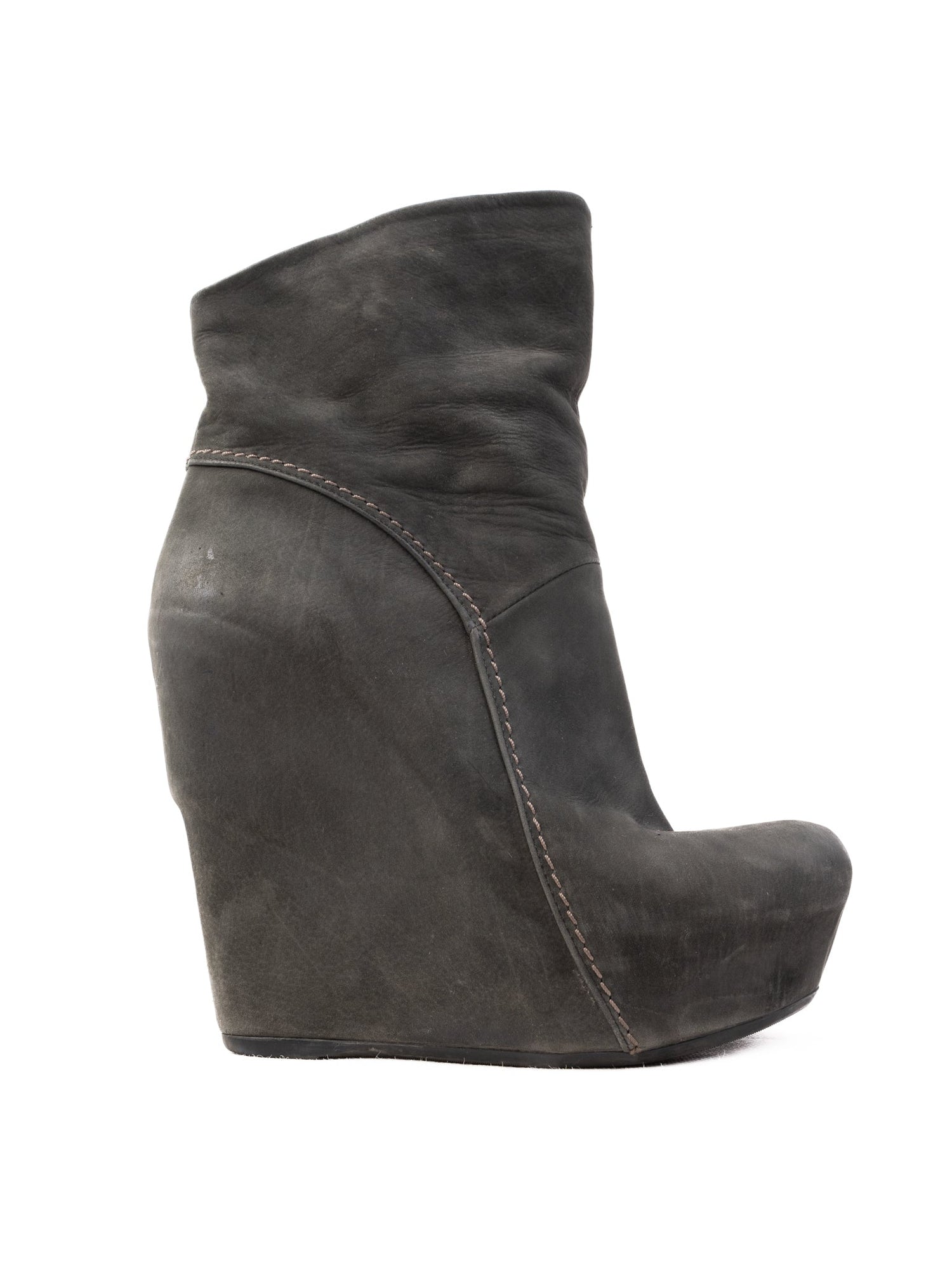 Vic Matie Gray Nubuck Wedge-Heeled Boots Size 36 - Good Condition