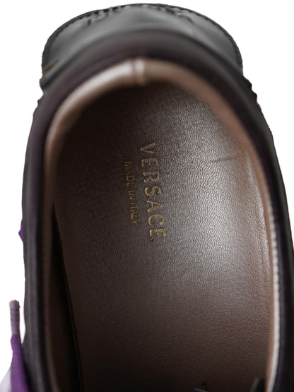 Excellent Versace Purple Textile Shoes Size 40.5 with Patent Leather