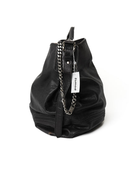 Good Burberry Black Leather Handbag with Chain Details