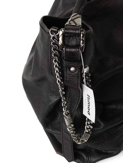 Good Burberry Black Leather Handbag with Chain Details