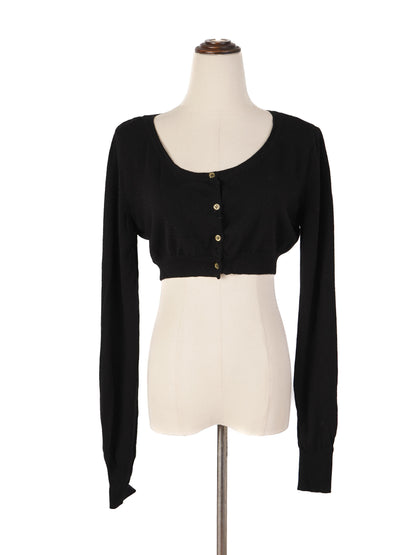 Excellent Frankie Morello Black Wool Cropped Cardigan Size M