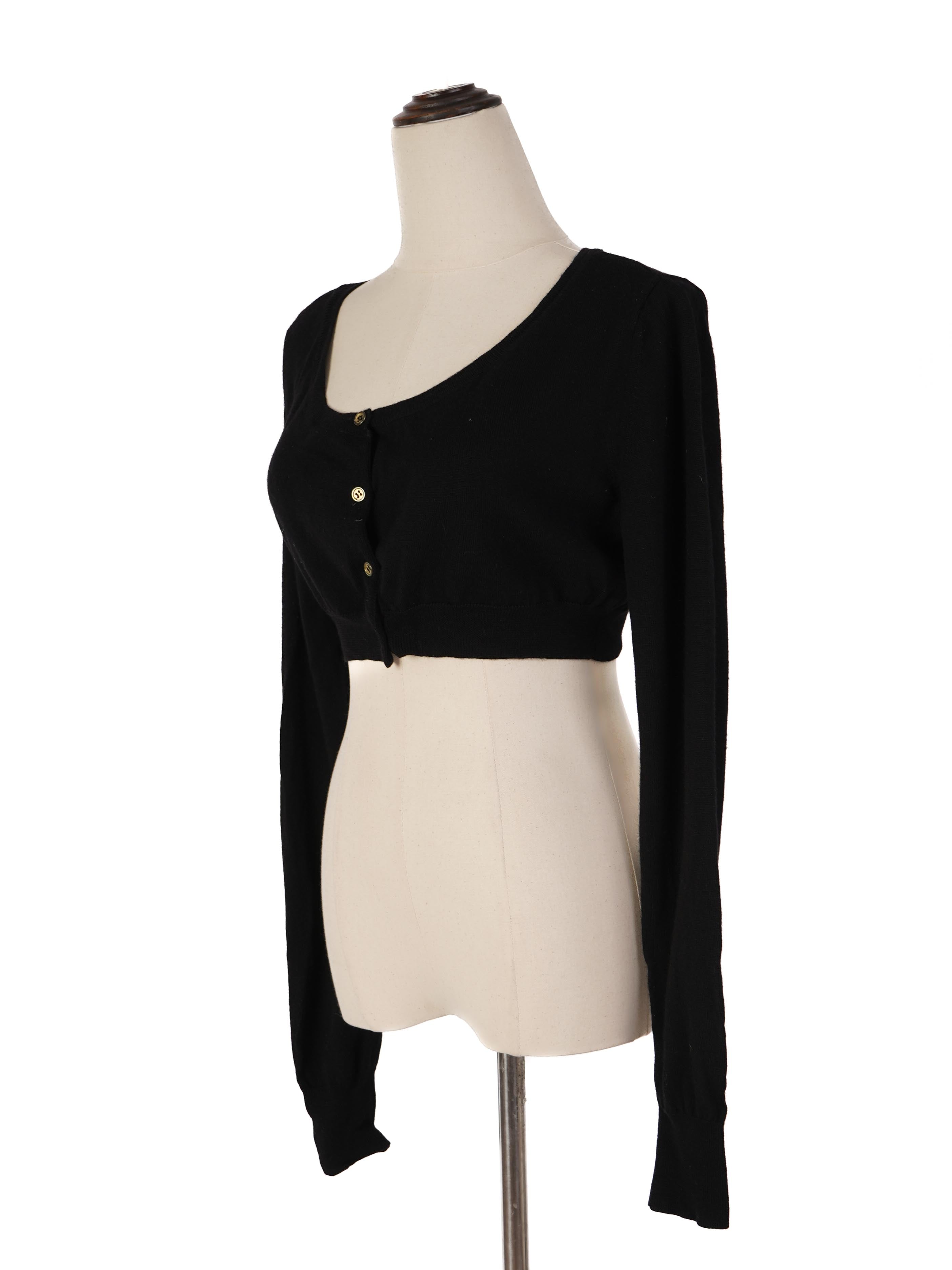 Excellent Frankie Morello Black Wool Cropped Cardigan Size M
