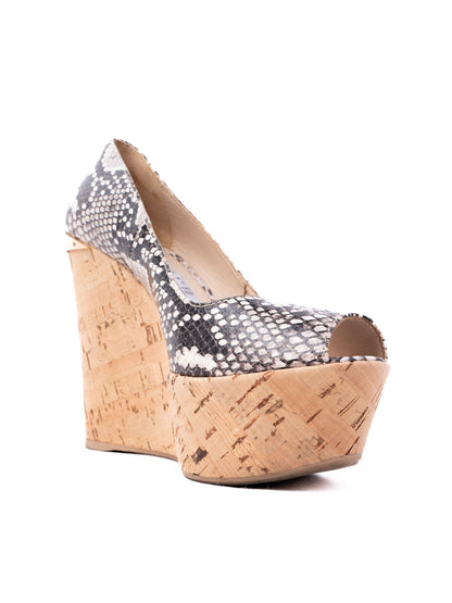 Excellent R&amp;Renzi Wedge-Heeled Shoes Leather Size 36 Snakeskin
