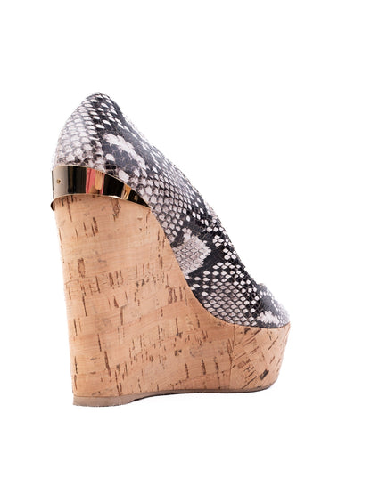 Excellent R&amp;Renzi Wedge-Heeled Shoes Leather Size 36 Snakeskin