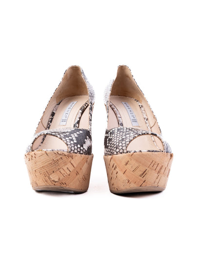 Excellent R&amp;Renzi Wedge-Heeled Shoes Leather Size 36 Snakeskin