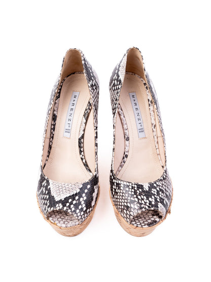 Excellent R&amp;Renzi Wedge-Heeled Shoes Leather Size 36 Snakeskin