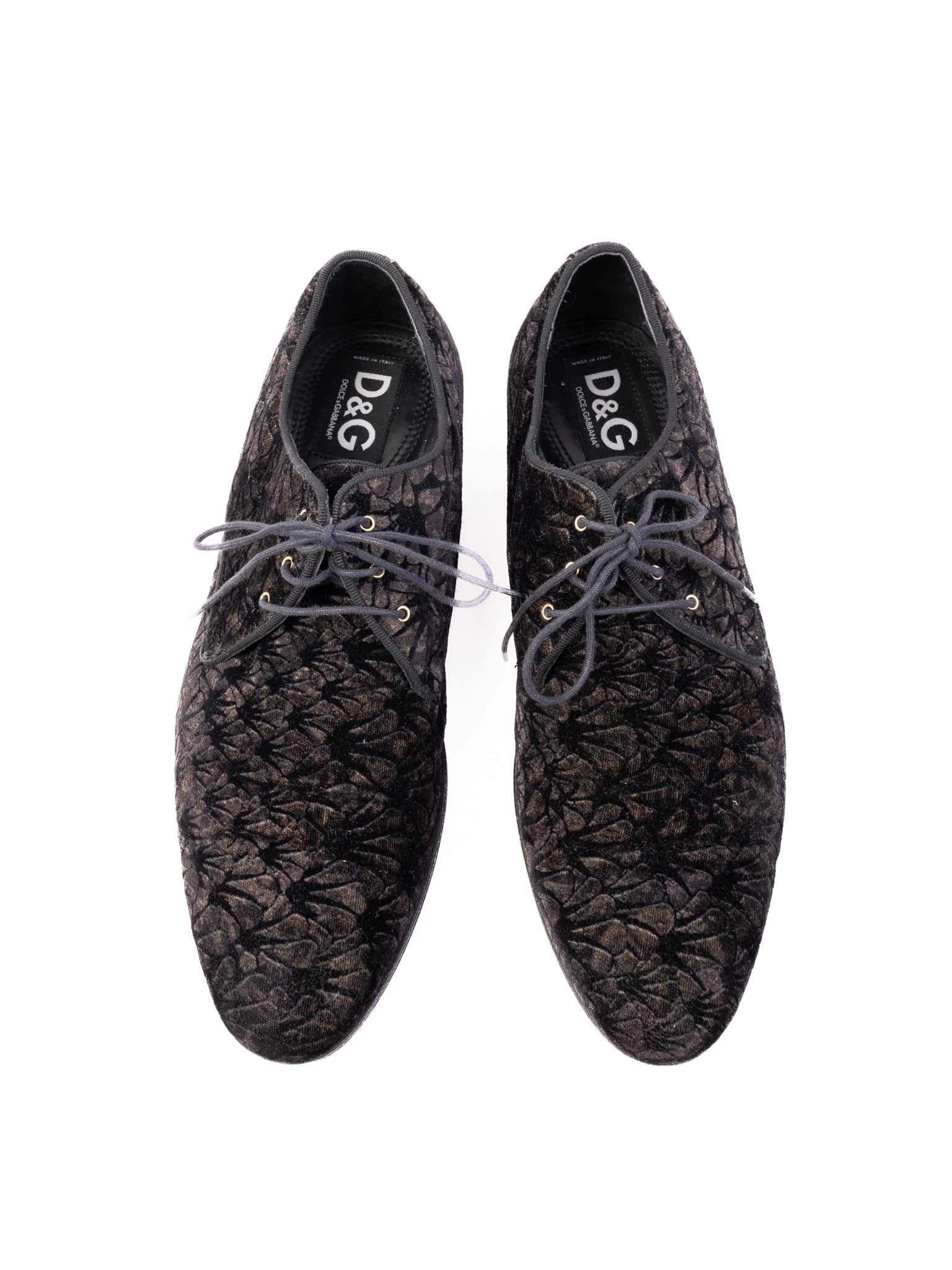 Excellent Dolce Gabbana Black Velvet Lace-Up Shoes Size 43