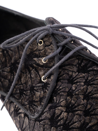 Excellent Dolce Gabbana Black Velvet Lace-Up Shoes Size 43