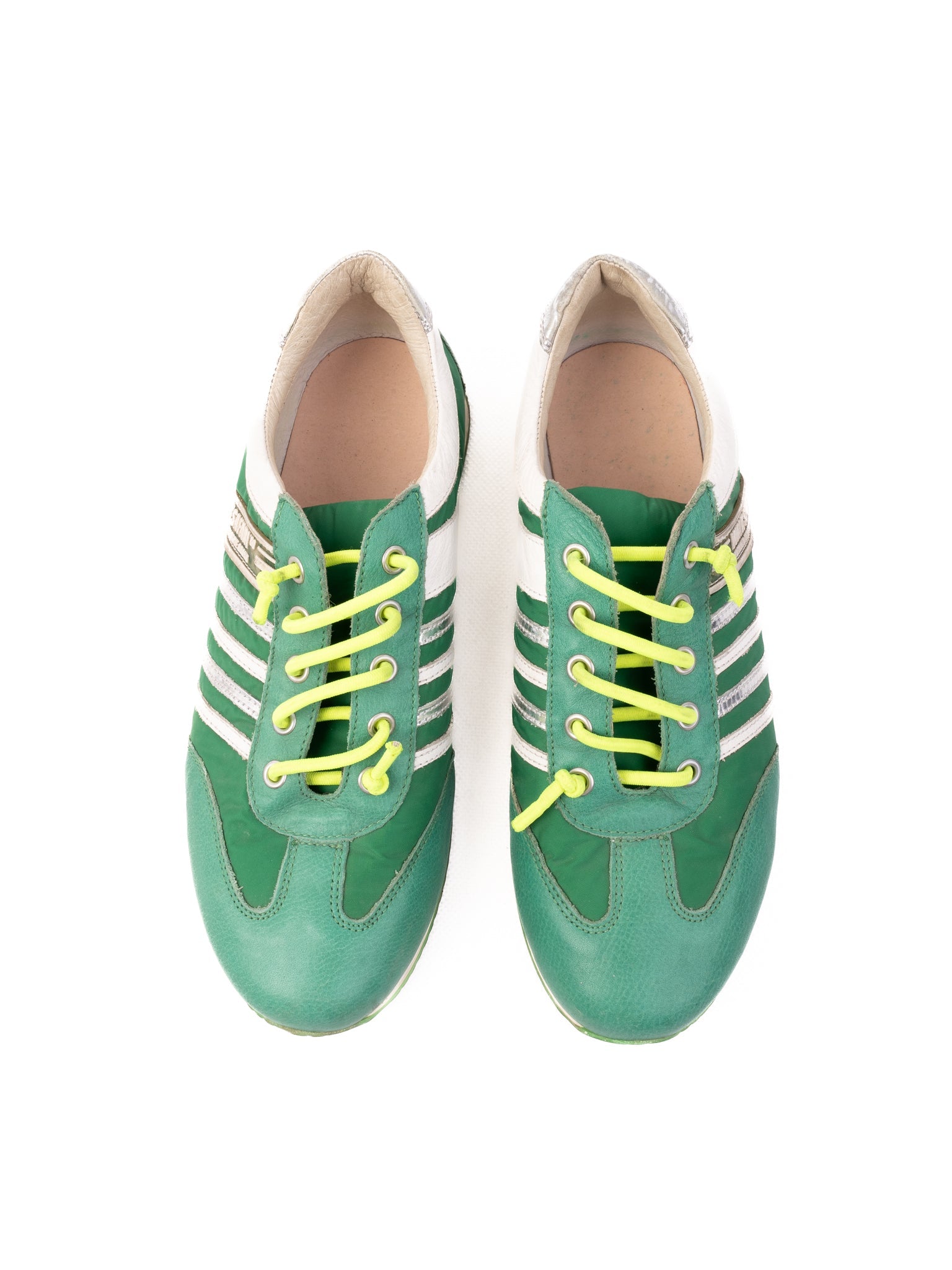 Excellent Walk Safari Green Leather Sneakers Size 37 Athletic Casual