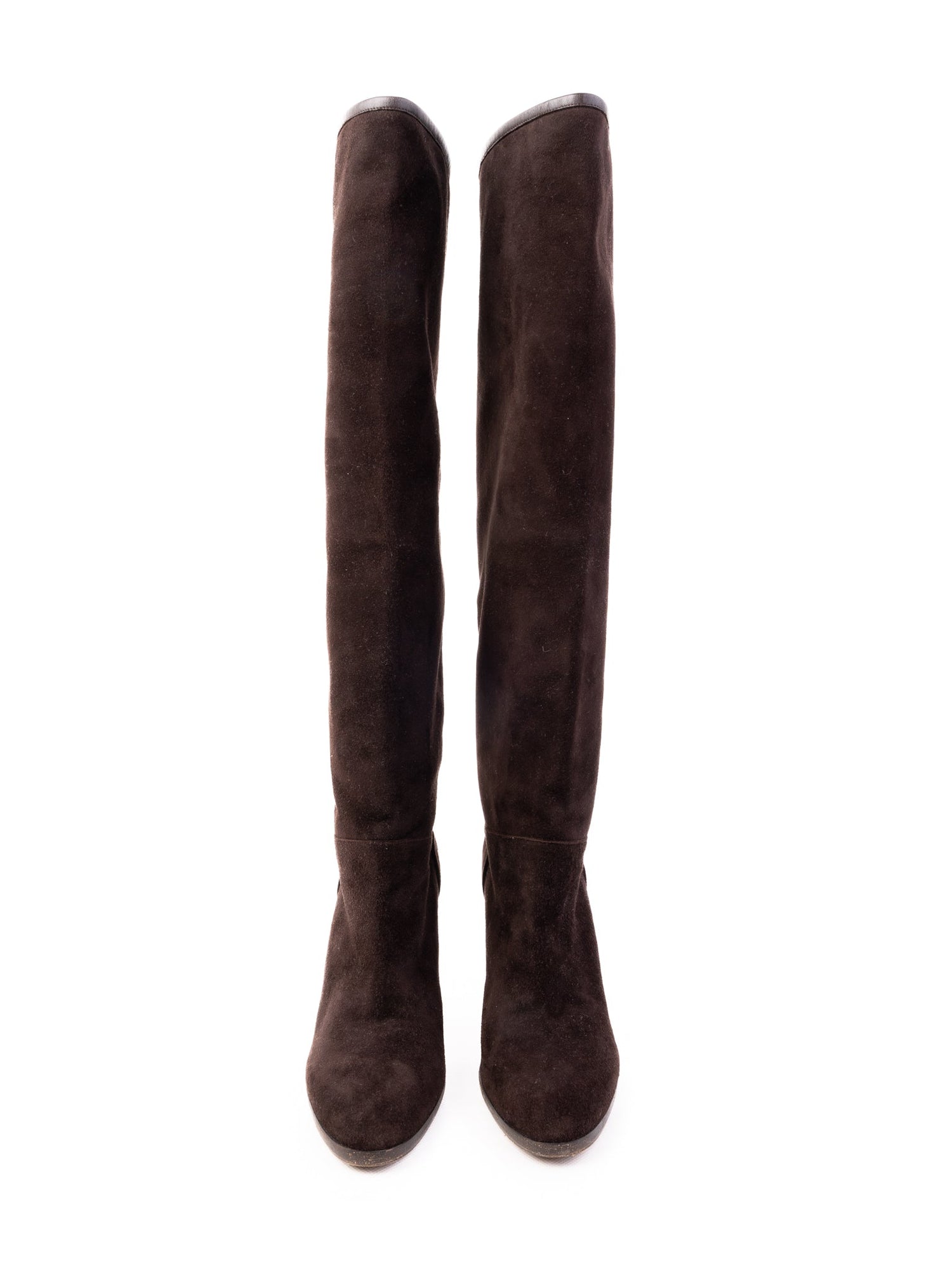 Loro Piana Orange Nubuck Knee-High Boots Size 38 Excellent Condition