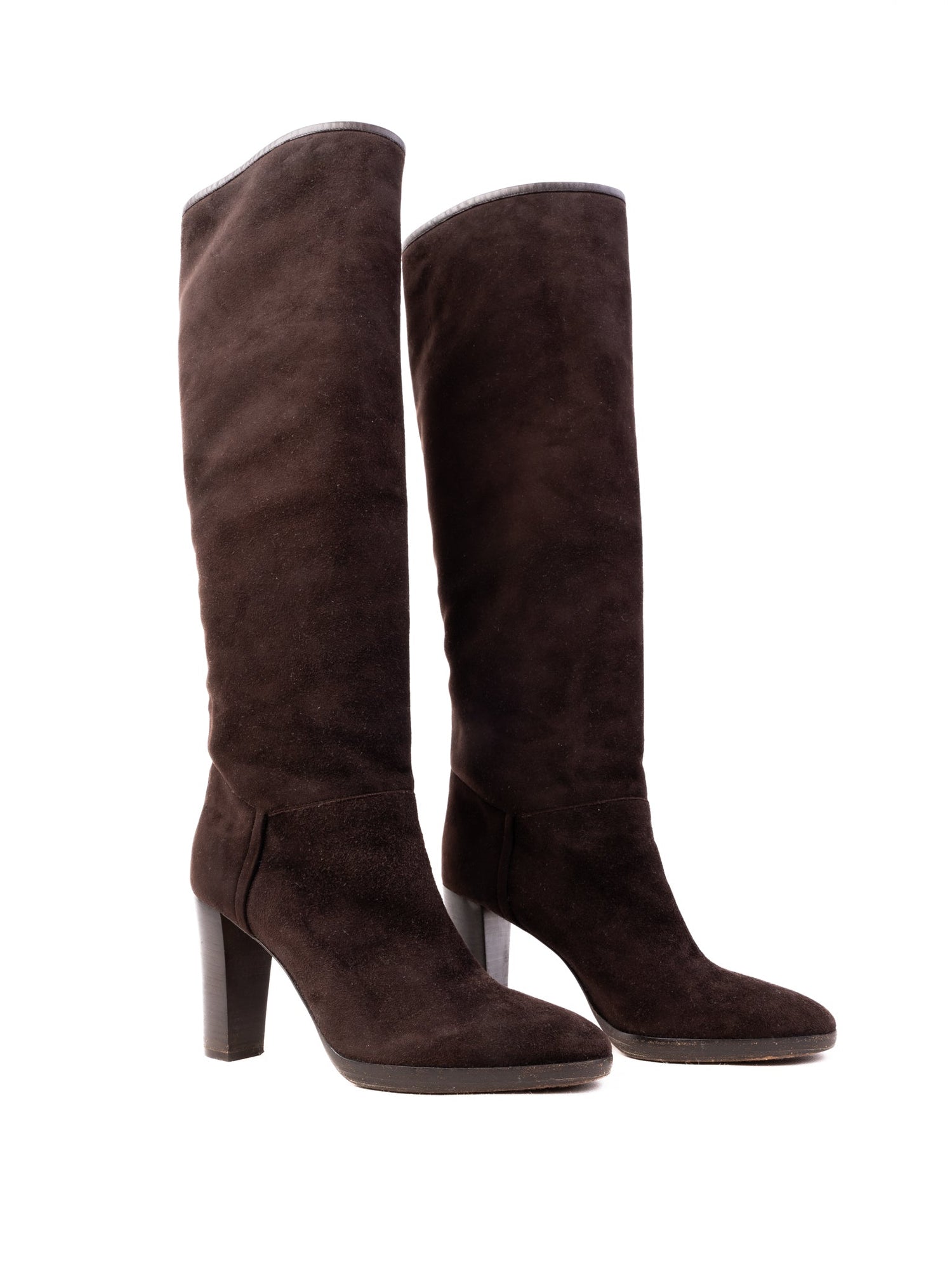 Loro Piana Orange Nubuck Knee-High Boots Size 38 Excellent Condition