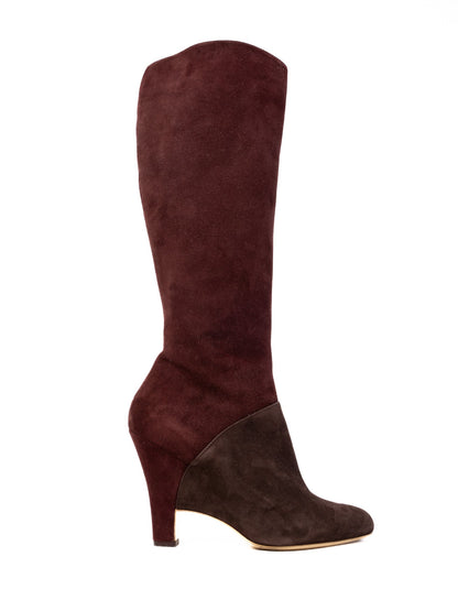 Excellent Salvatore Ferragamo Two-Tone Knee-High Suede Boots Size 39.5