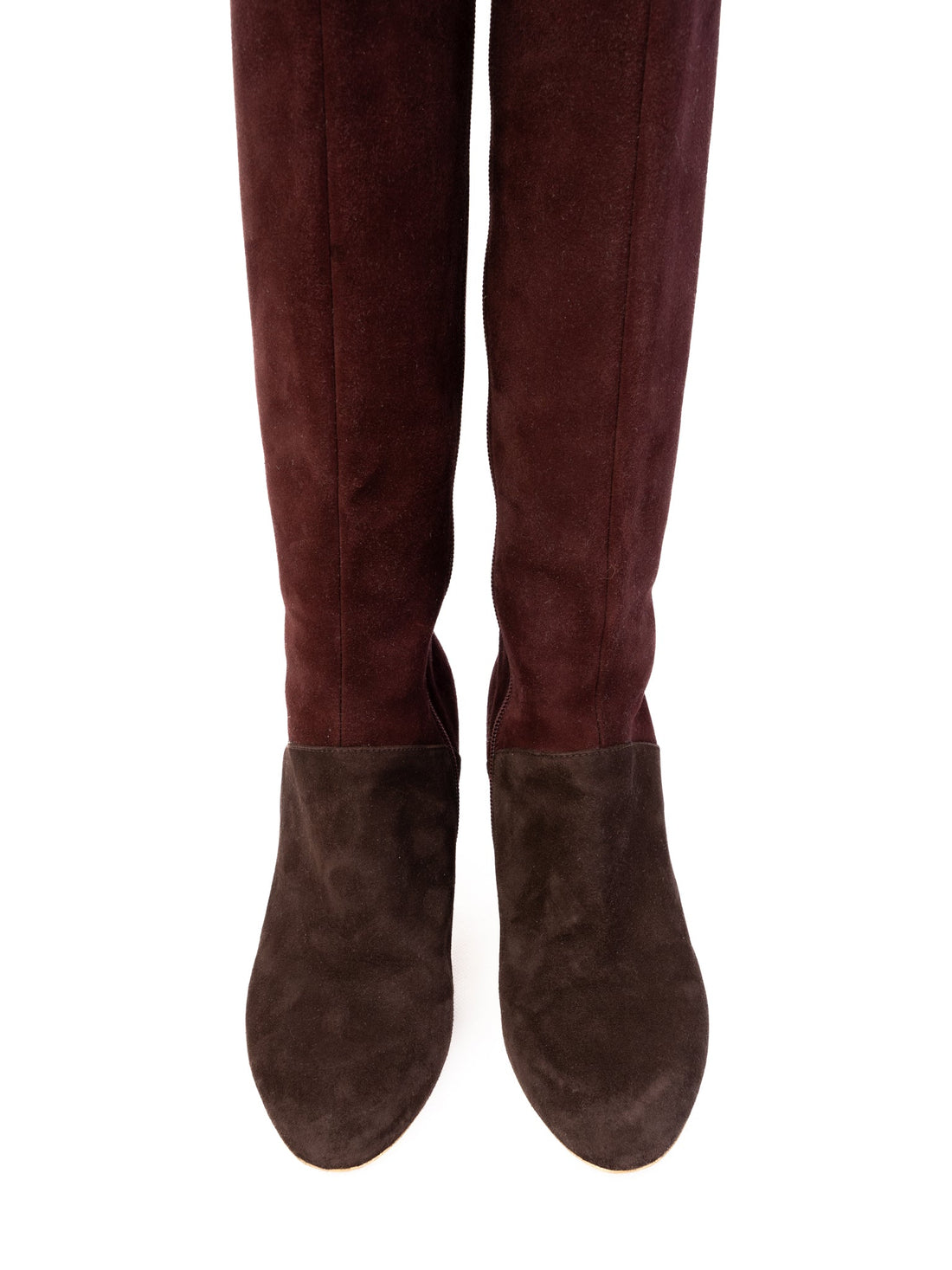 Excellent Salvatore Ferragamo Two-Tone Knee-High Suede Boots Size 39.5