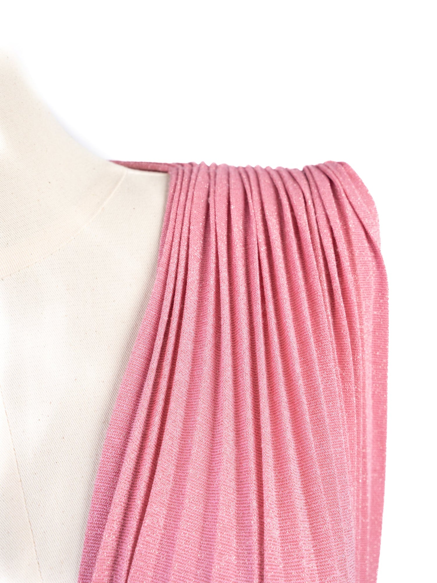 Excellent Elisabetta Franchi Pink Evening Gown with V-Neck &amp; Asymmetric Sleeves